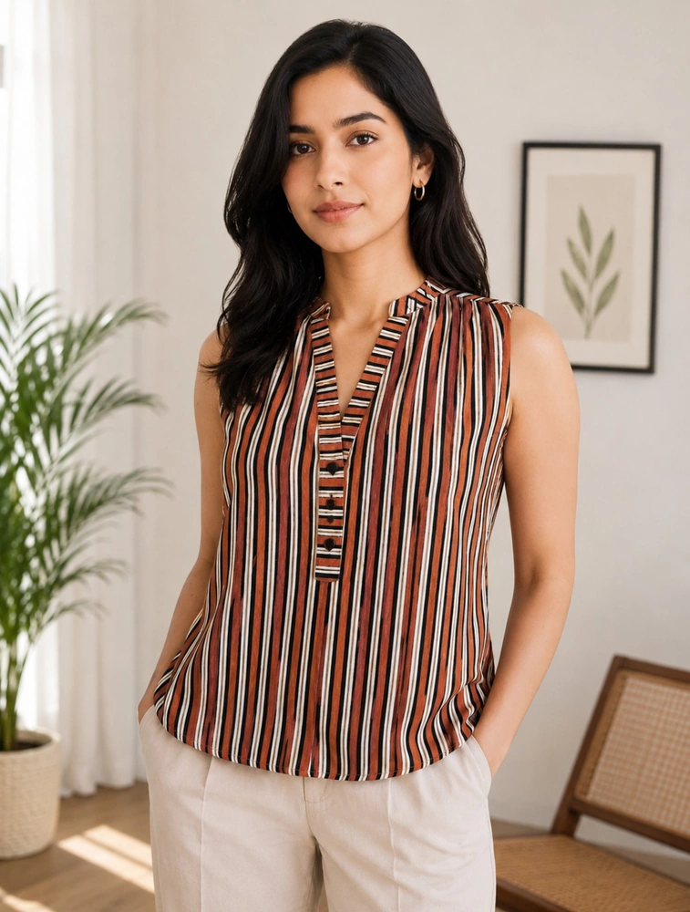 Orange Womens Trending Western Top