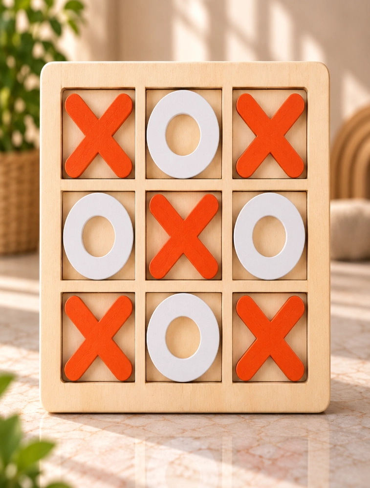 Orange XO Puzzle Game Tic Tac Toe Board