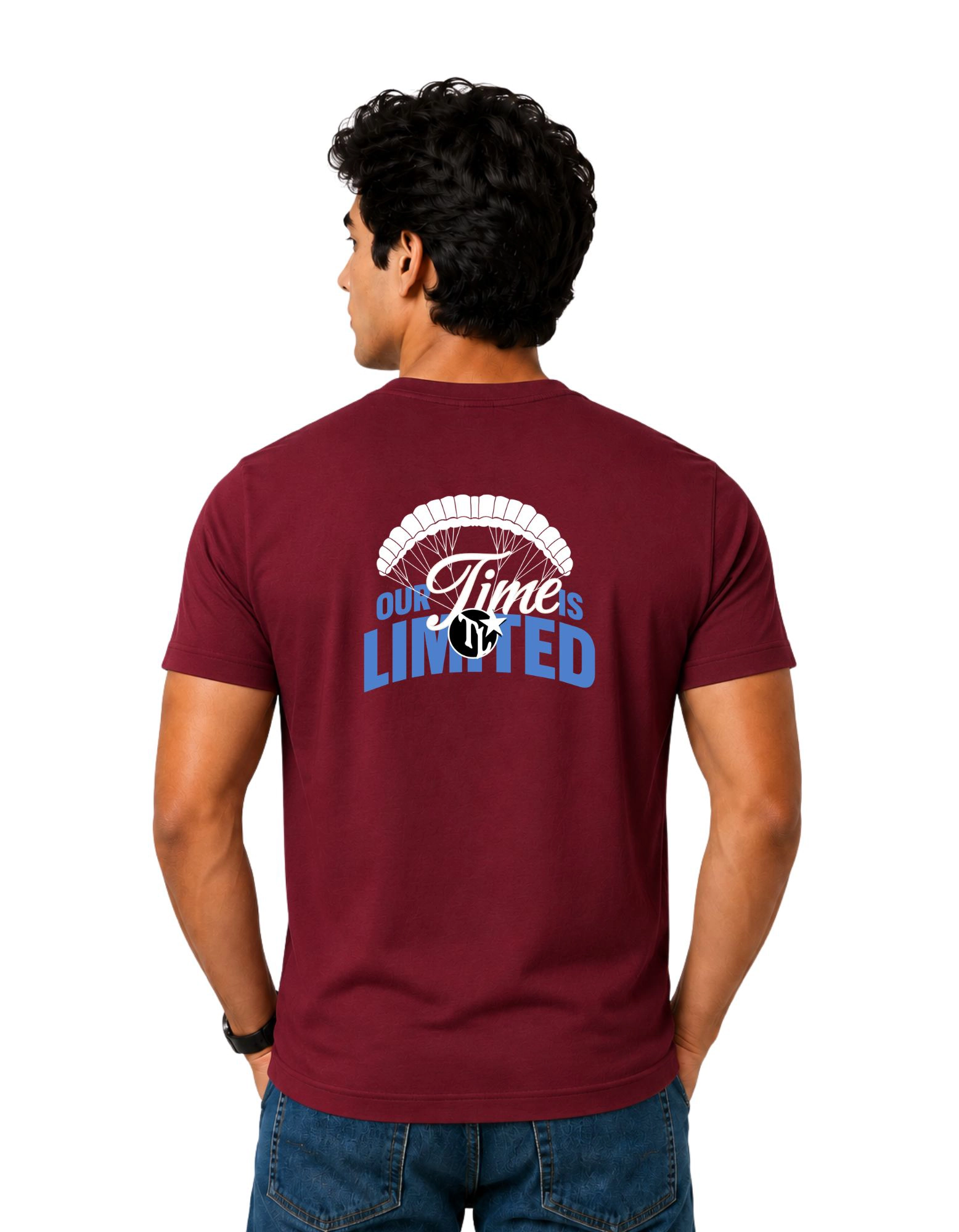 Our Time Is Limited Cotton Round Neck T-Shirt 180 GSM Maroon