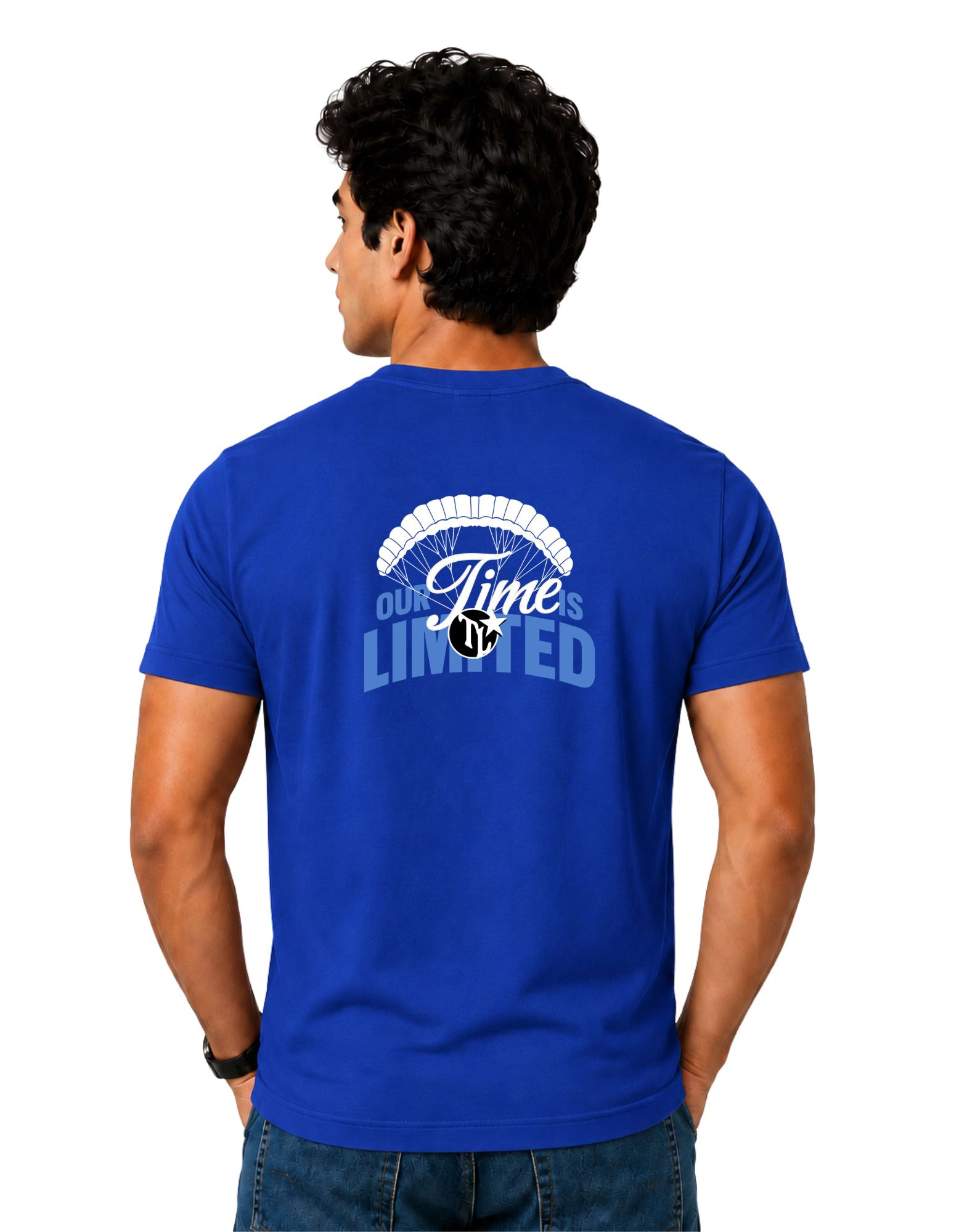Our Time Is Limited Cotton Round Neck T-Shirt 180 GSM Royal Blue