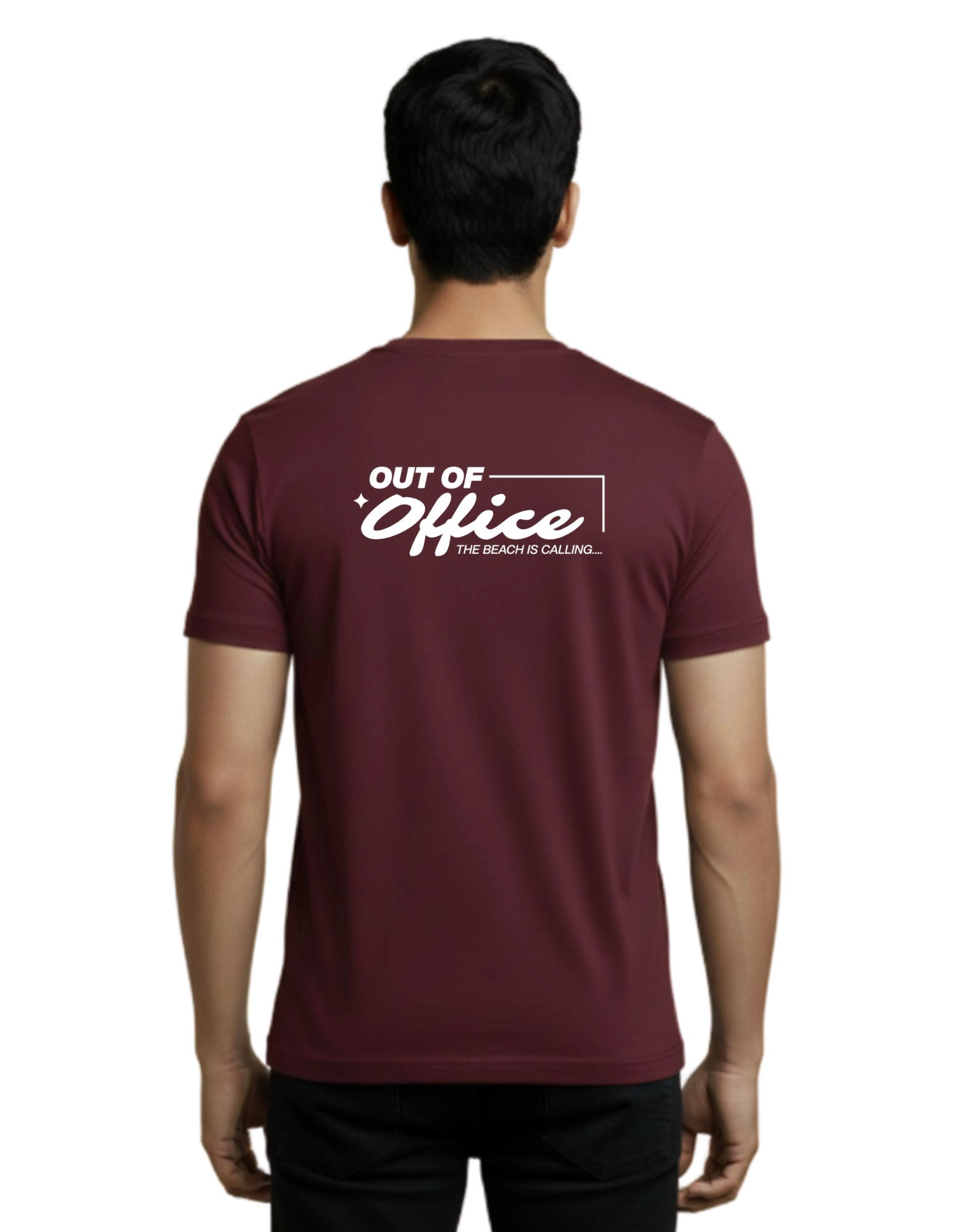Out Of Office Cotton Round Neck T-Shirt 180 GSM Maroon