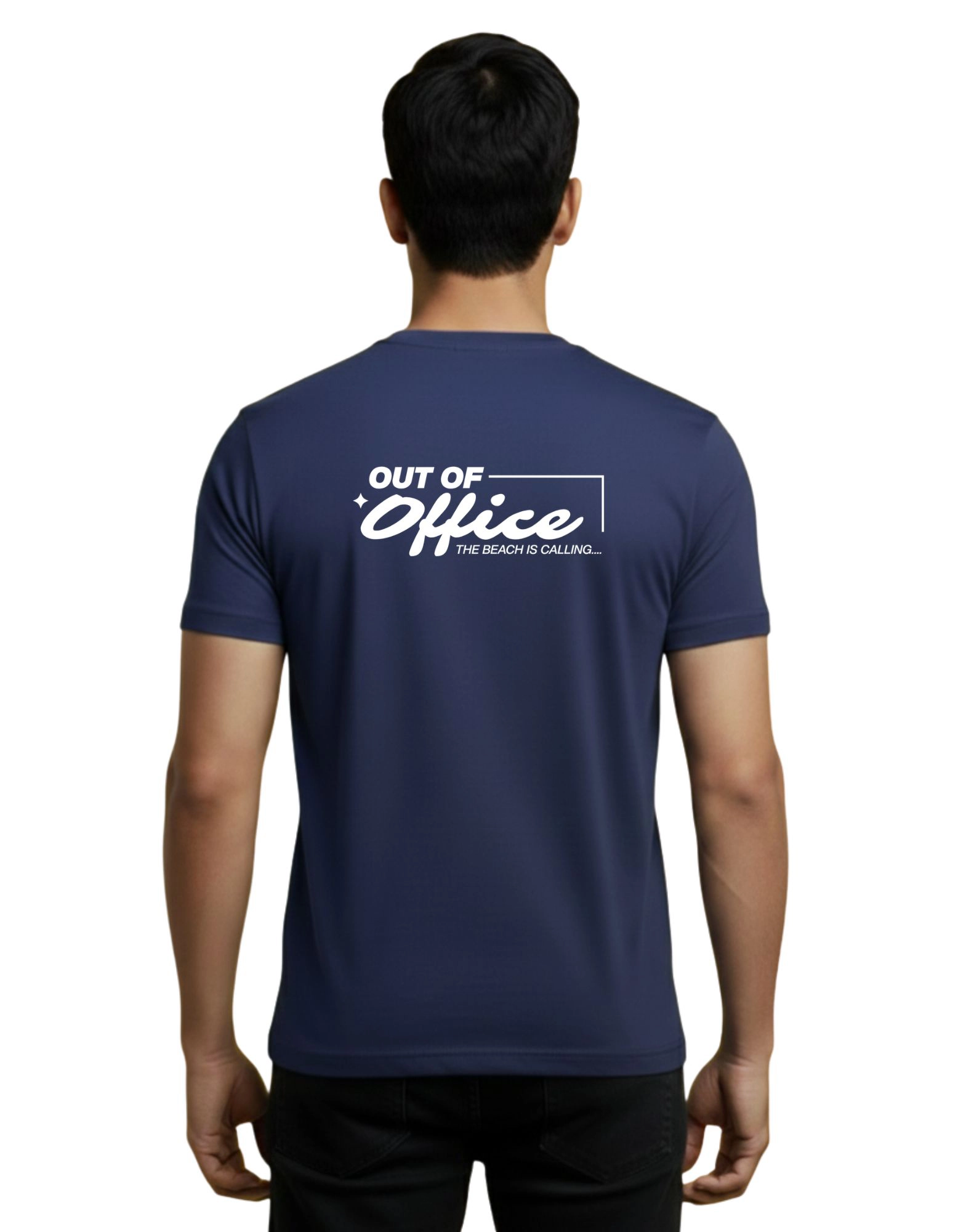 Out Of Office Cotton Round Neck T-Shirt 180 GSM Navy Blue