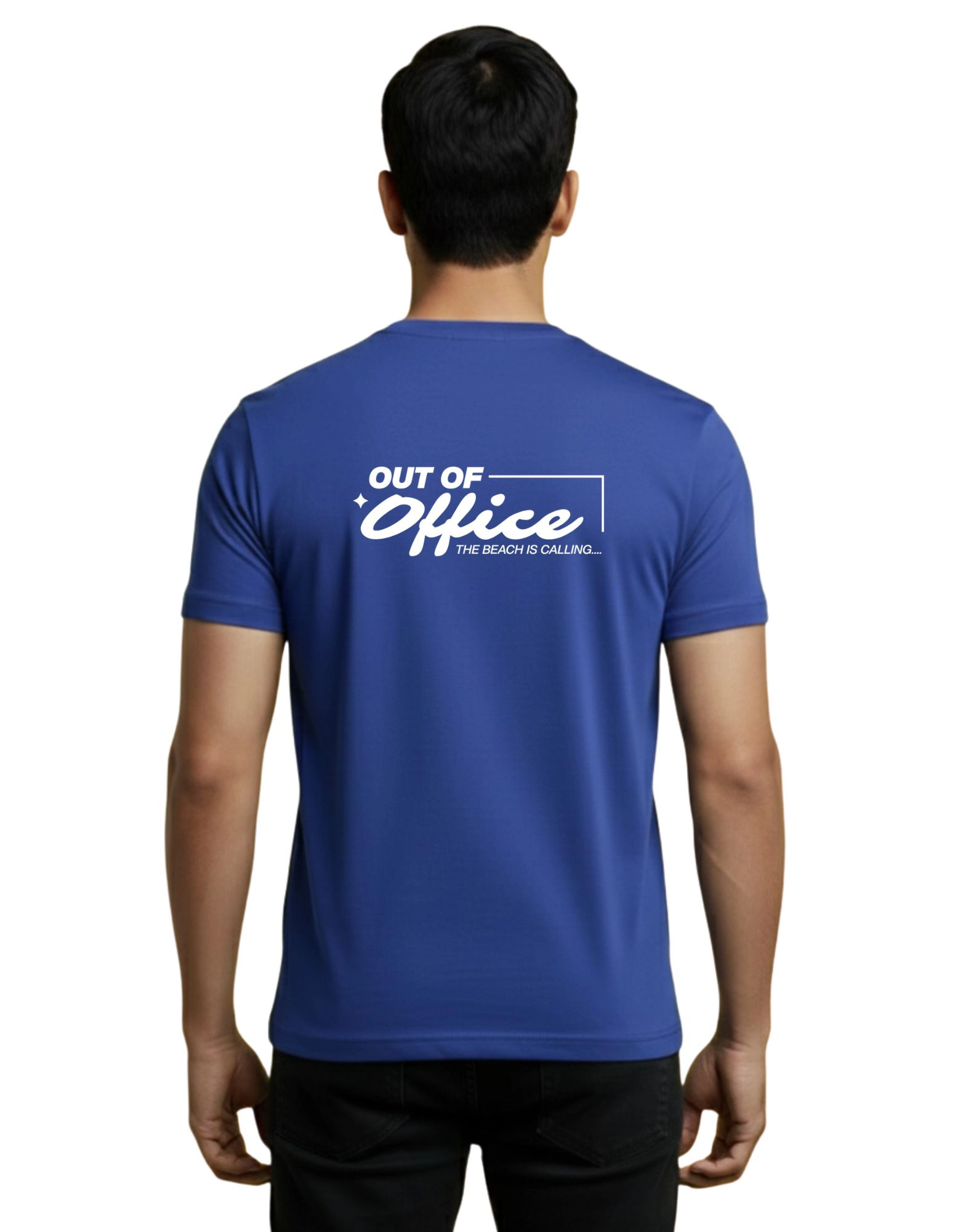 Out Of Office Cotton Round Neck T-Shirt 180 GSM Royal Blue