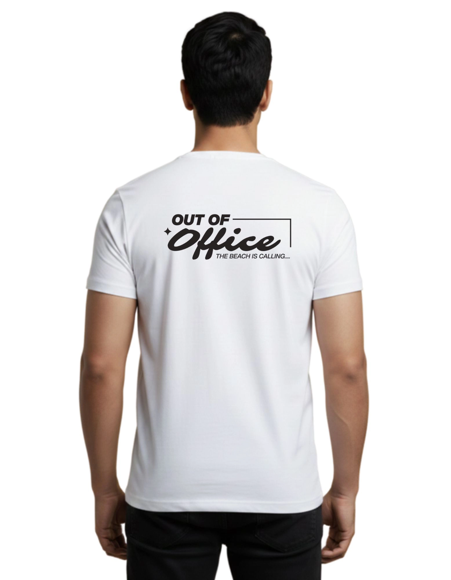 Out Of Office Cotton Round Neck T-Shirt 180 GSM White