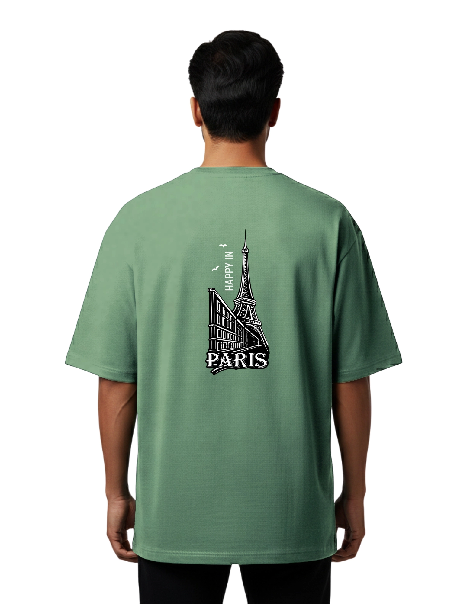 Paris Street Oversized Cotton French Terry T-Shirt 240 GSM D Green