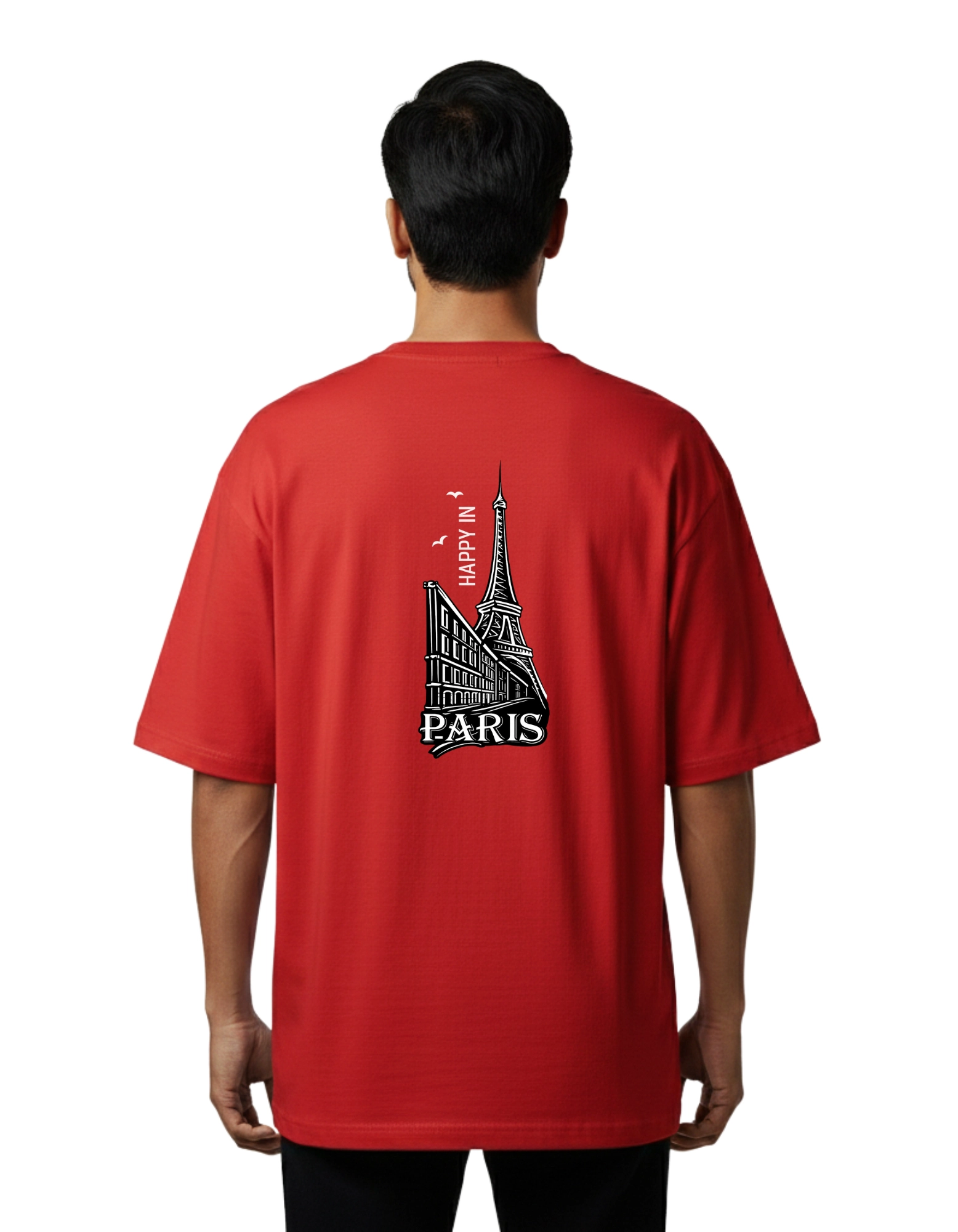 Paris Street Oversized Cotton French Terry T-Shirt 240 GSM Red