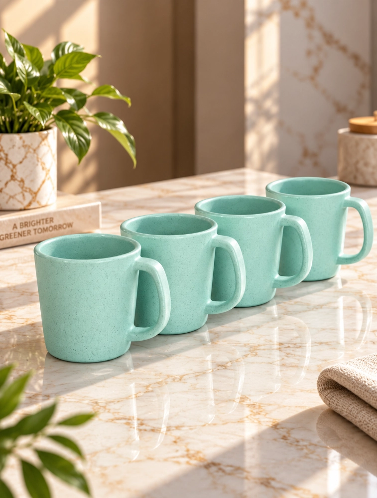 Pastel Green    Pebble  Brew  4 Piece Of Mugs 150ml