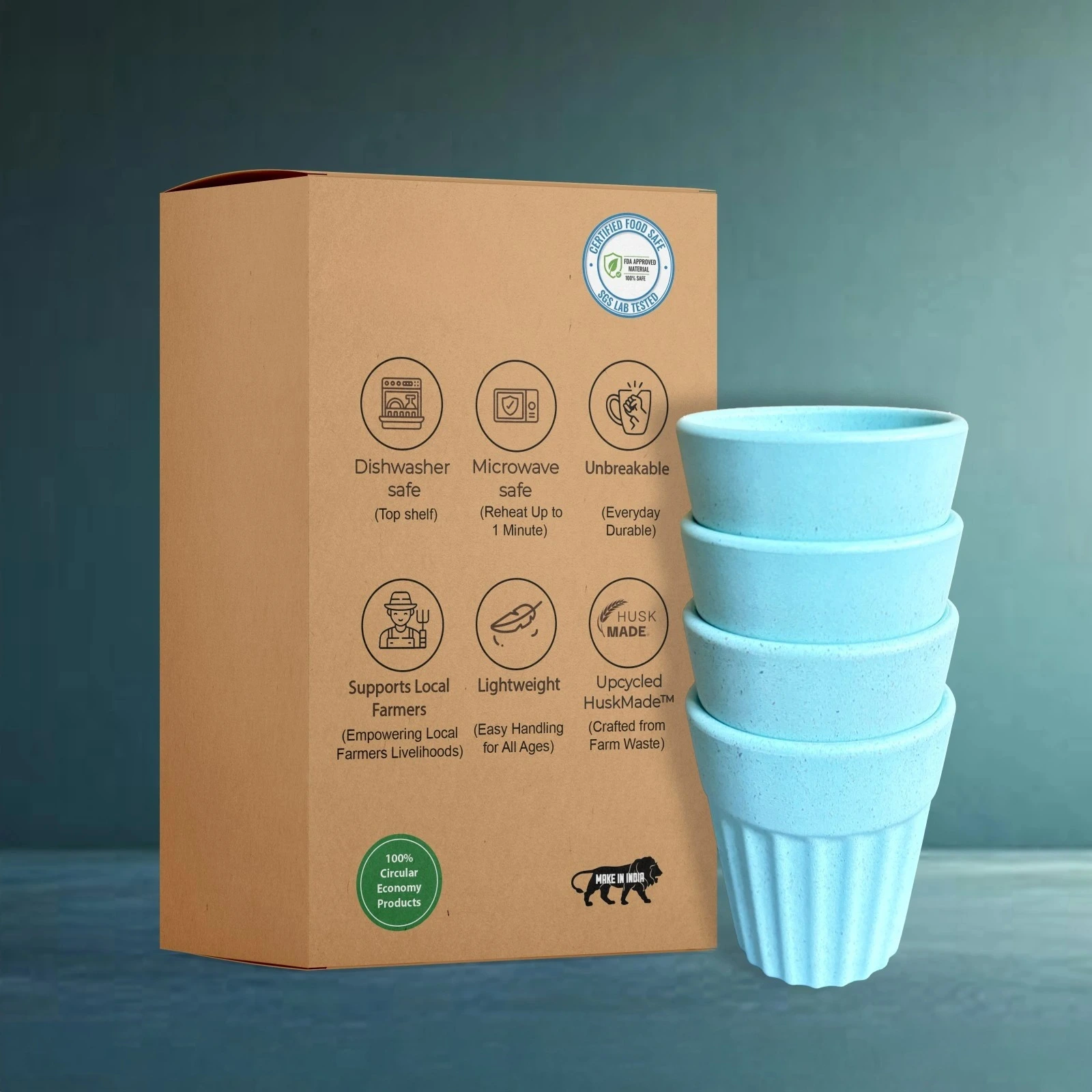 Pastel Green Mini HuskChai Cup(Pack of 4)