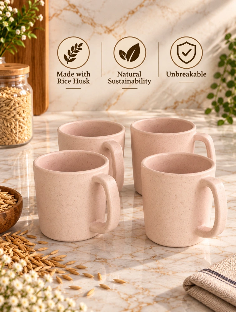 Pastel Peach   Pebble  Brew  4 Piece Of Mugs 150ml