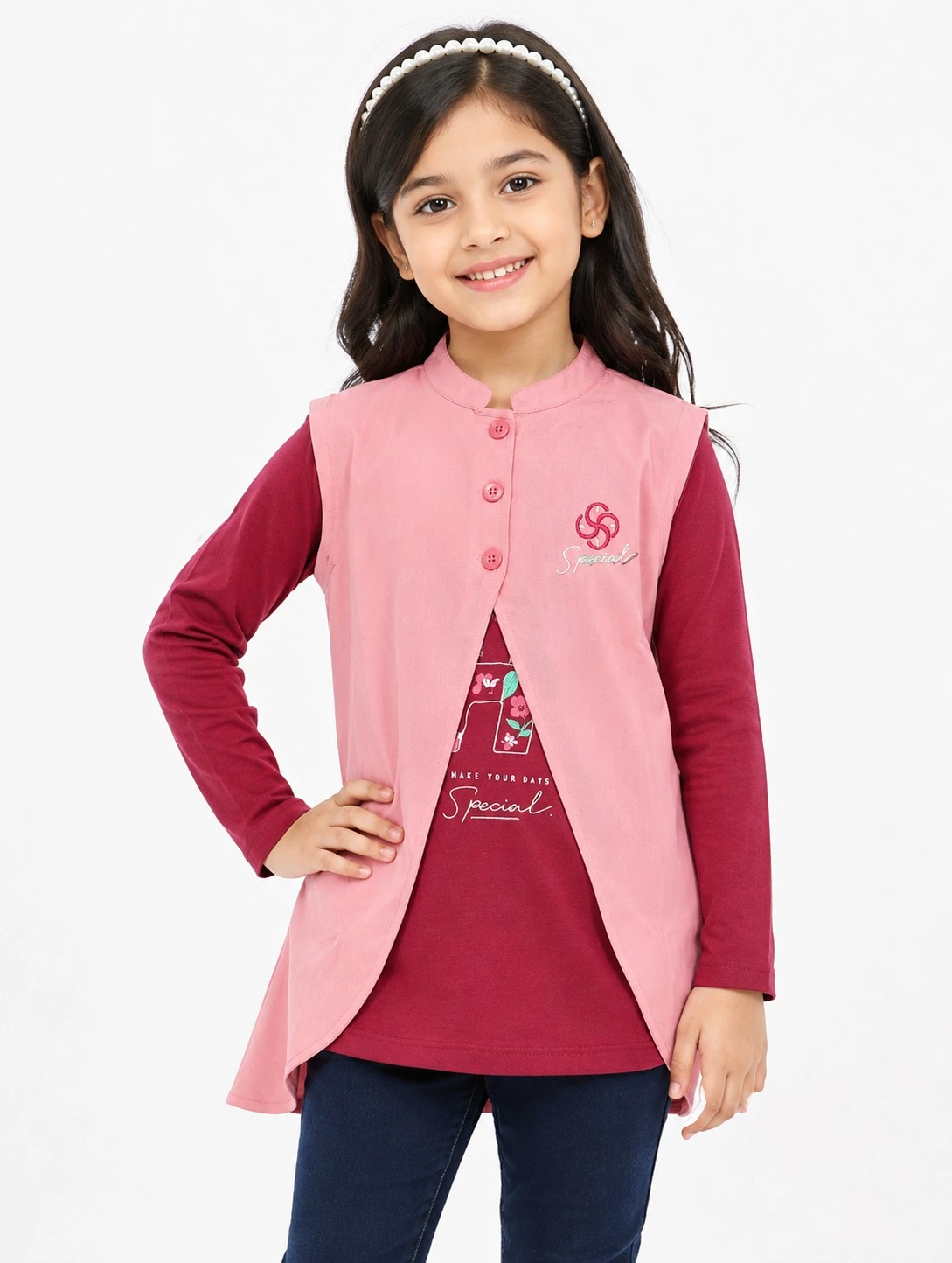 Kids Salma Kelsay Collar T Shirt 2 Piece Sets — bulk from ₹373