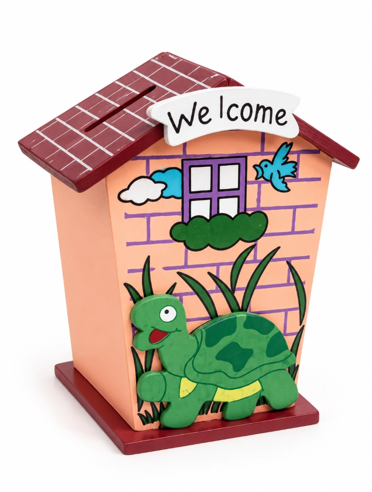 Peach Little Saver Small House Coin Box