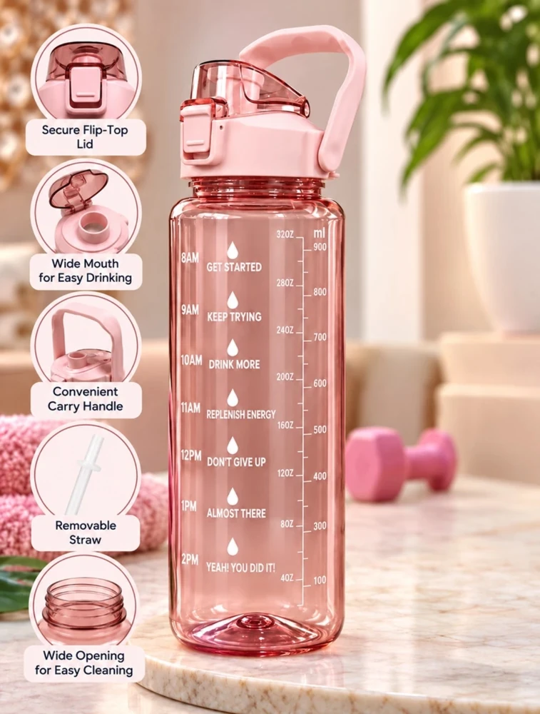 Peach Premium Motivational Water Bottle