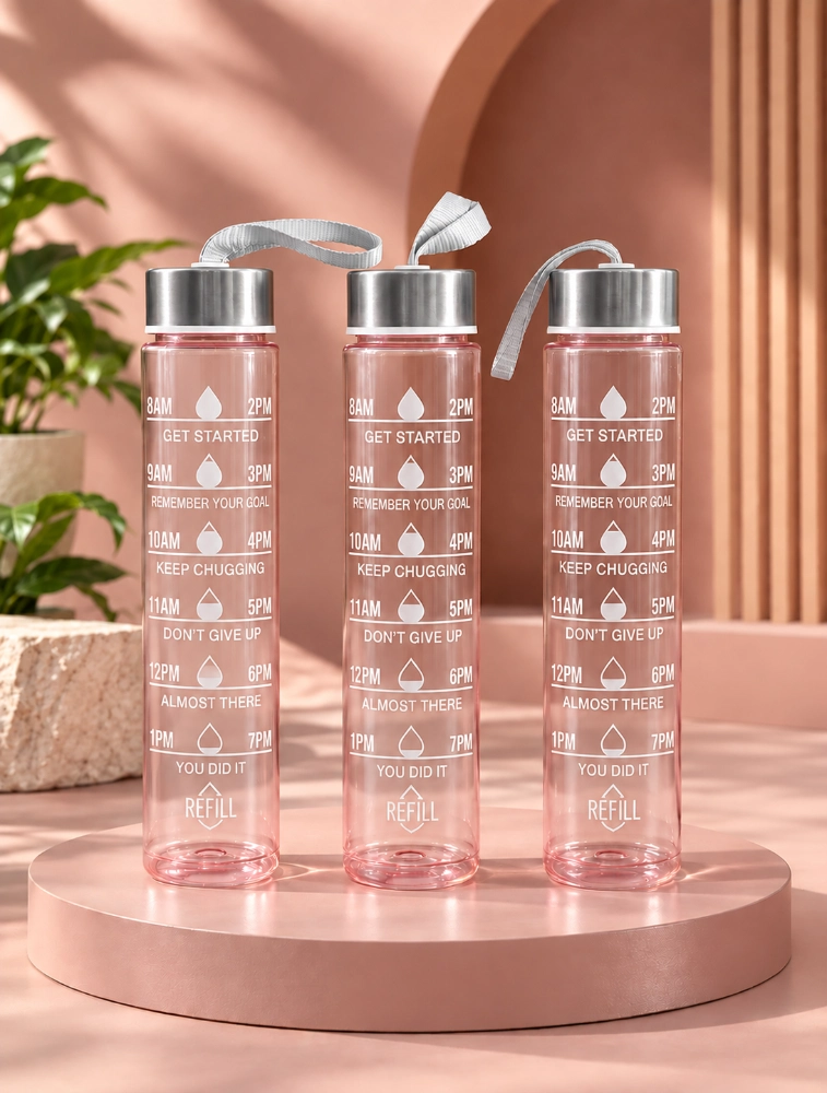 Peach Transparent Motiva Sip Water Bottle Pack of 3