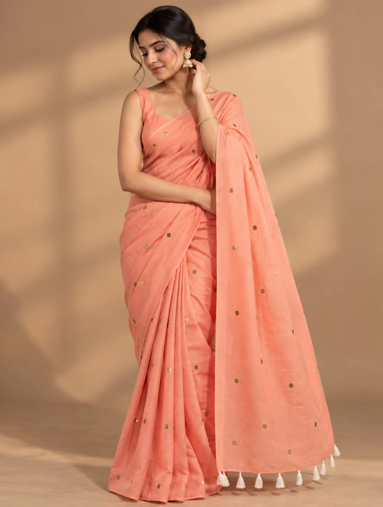 Peach Womens Premium Kadhi Cotton Saree