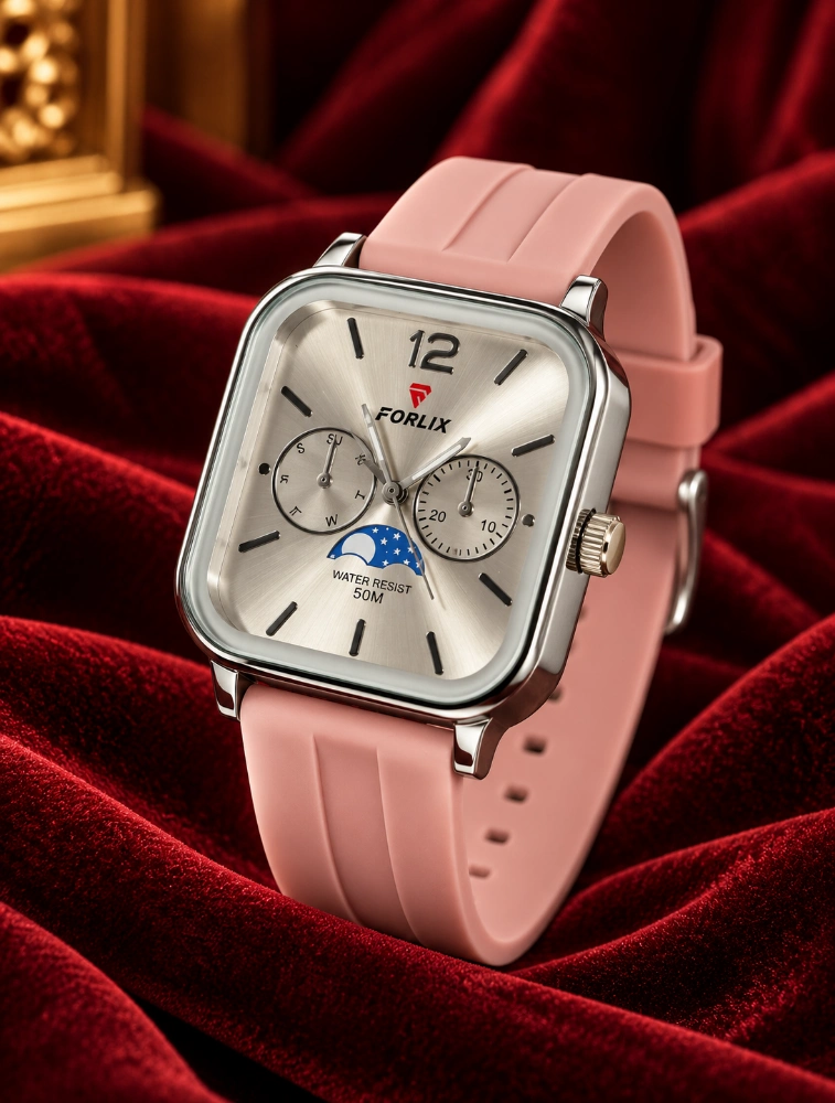 Peach with Silver Elegant Everyday Fashion Watch