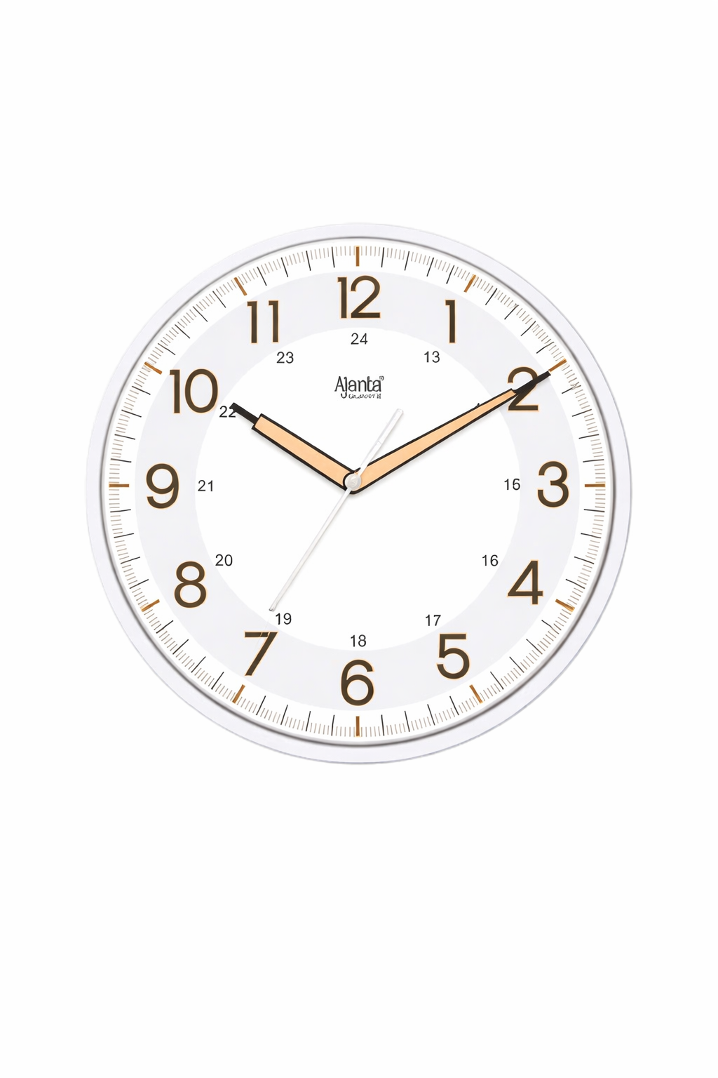 Pearl White Dual Time Dial Wall Clock 2937
