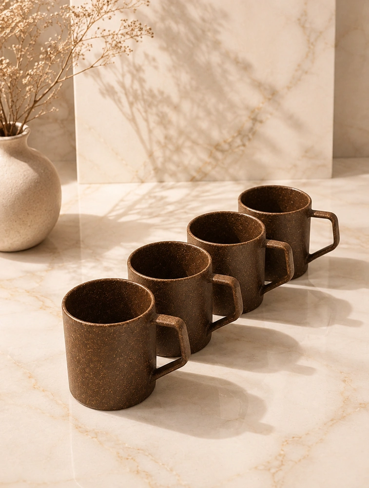 Personalised Cocoa  Brown Rice Husk Turtle Brew  Microwave Safe 4 Piece Mugs 200ml