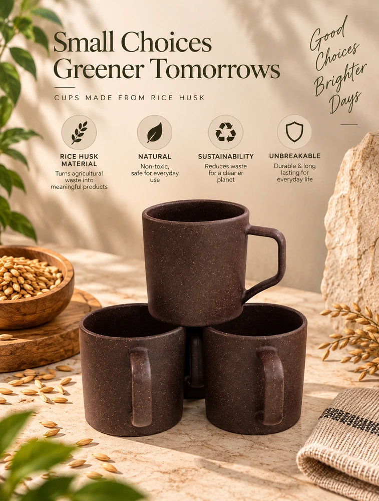 Personalised Coffee Brown Rice Husk Turtle Brew Microwave Safe 4 Piece Mugs 200ml