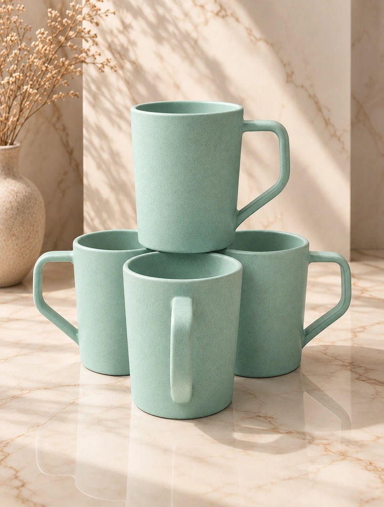 Personalised Pastel Green Rice Husk Turtle Brew Microwave Safe 4 Piece Mugs 200ml