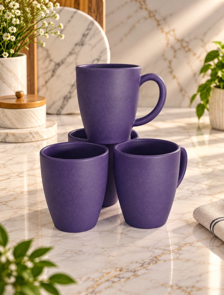 Personalised Purple Rice Husk   Vintage Brew Microwave Safe 4 Piece Mugs 300ml