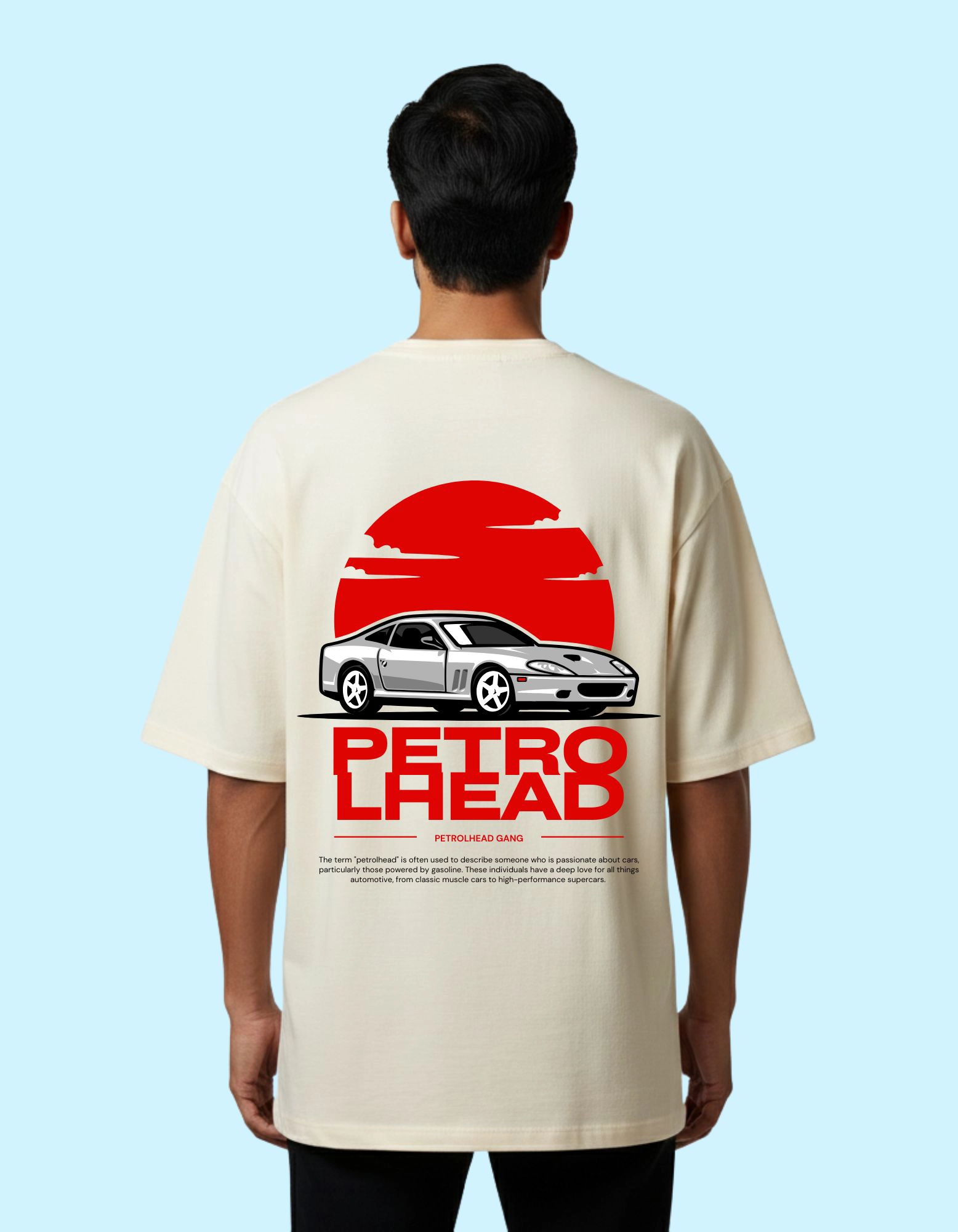 Petrolhead Graphic Oversized French Terry T-Shirt 240 GSM Beige