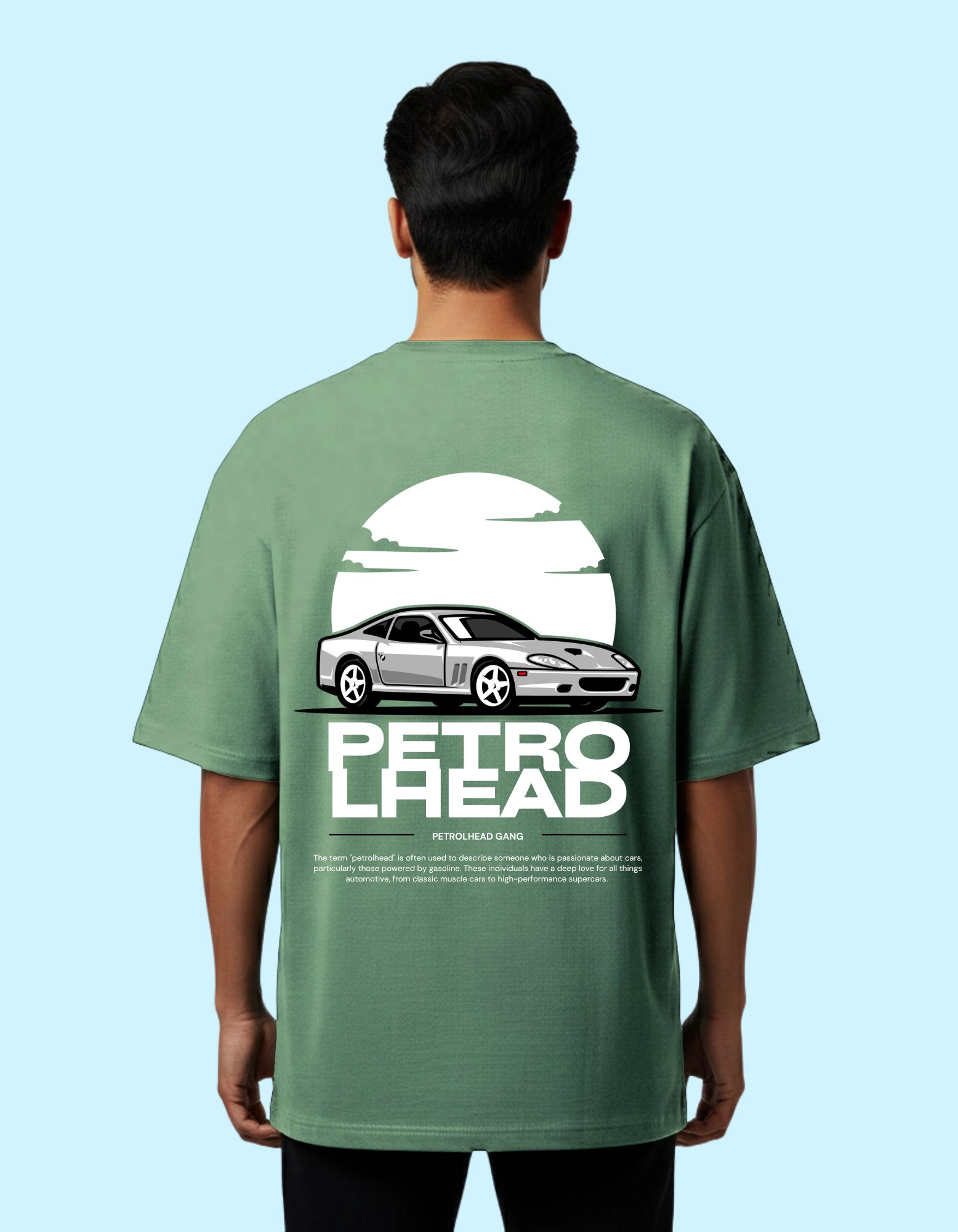 Petrolhead Graphic Oversized French Terry T-Shirt 240 GSM D Green