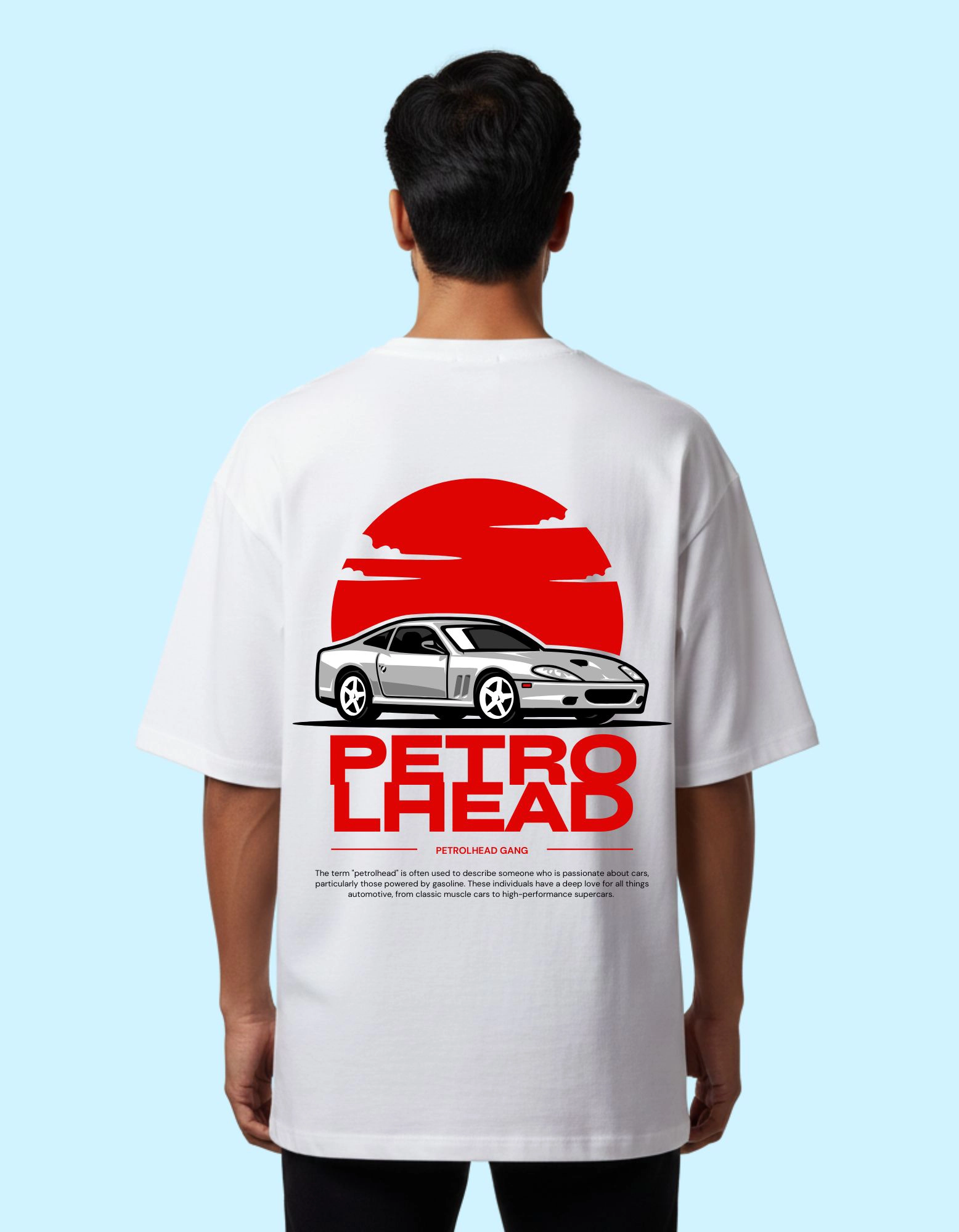 Petrolhead Graphic Oversized French Terry T-Shirt 240 GSM White