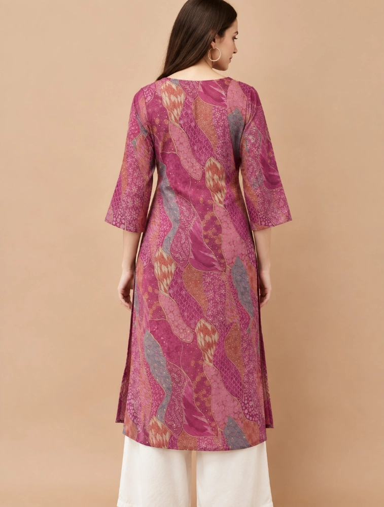 Pink Aarvika Abstract Elegance Printed Kurti
