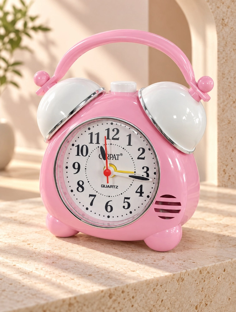 Pink Bedside Analog Alarm Clock with Snooze  Light TBB 777
