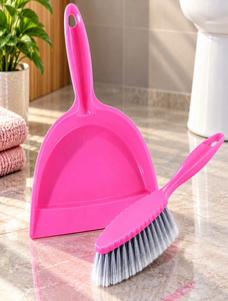 Pink Dustpan with Brush Multi Purpose Combo Set 