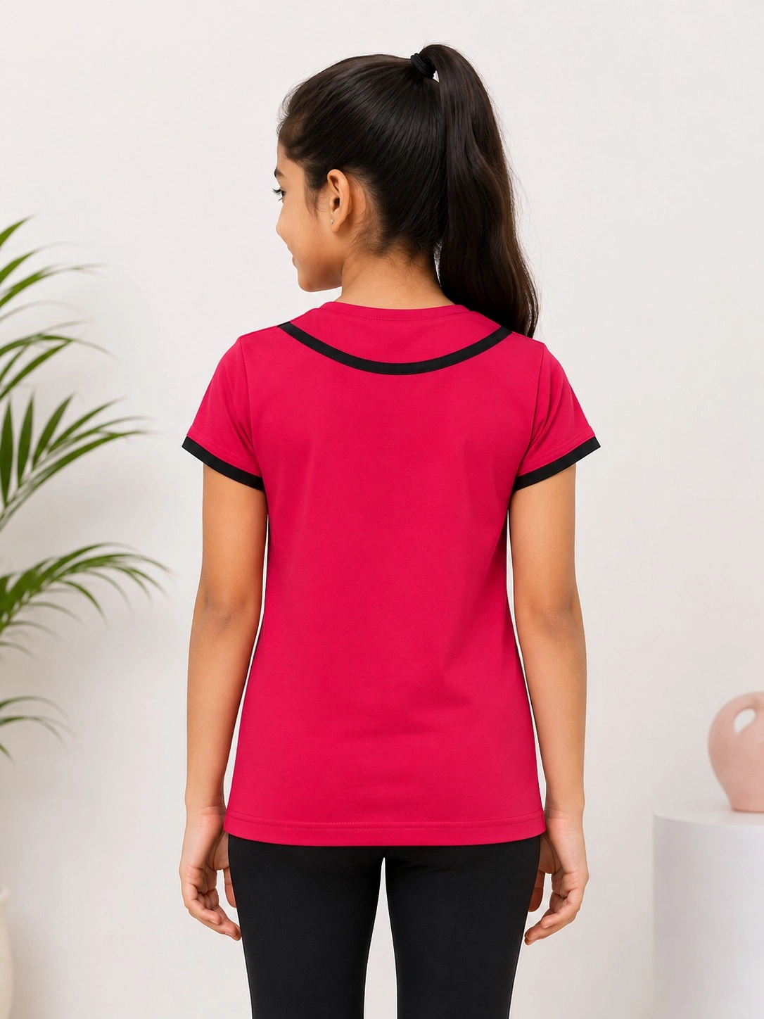 Pink Girls Graphic Printed Cotton Half Sleeve T Shirt