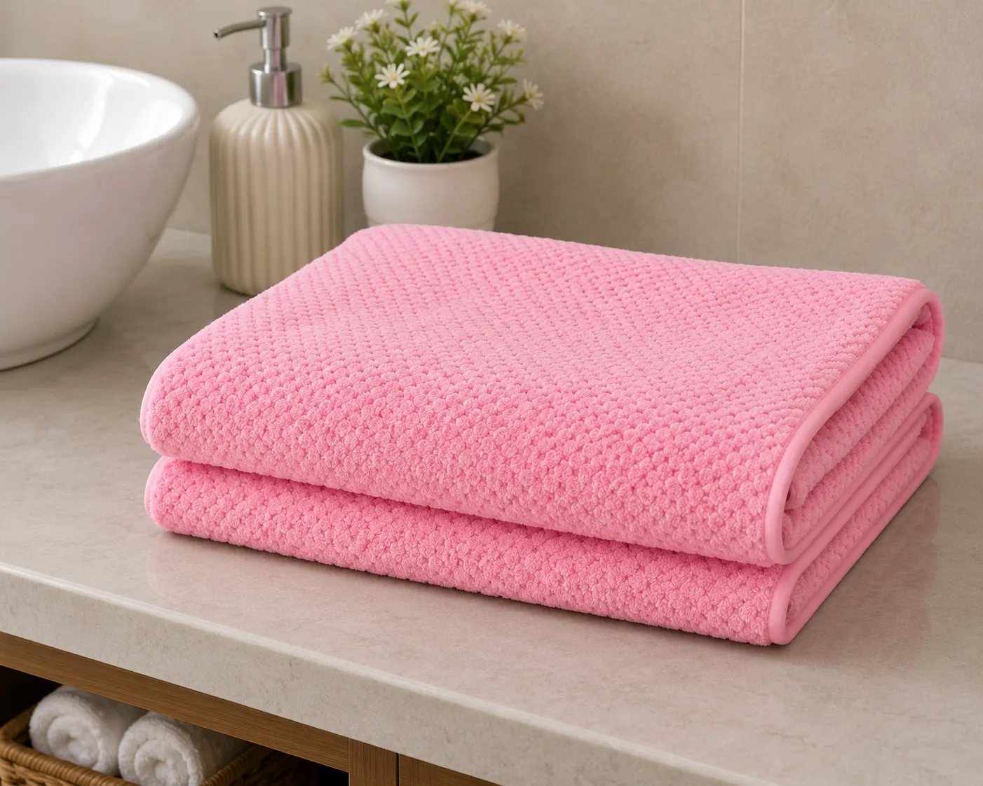 Pink Habitude Microfiber Cloud Touch Premium Bath Towel