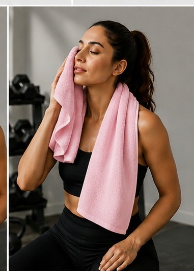 Pink Habitude Microfier Premium Gym Towel