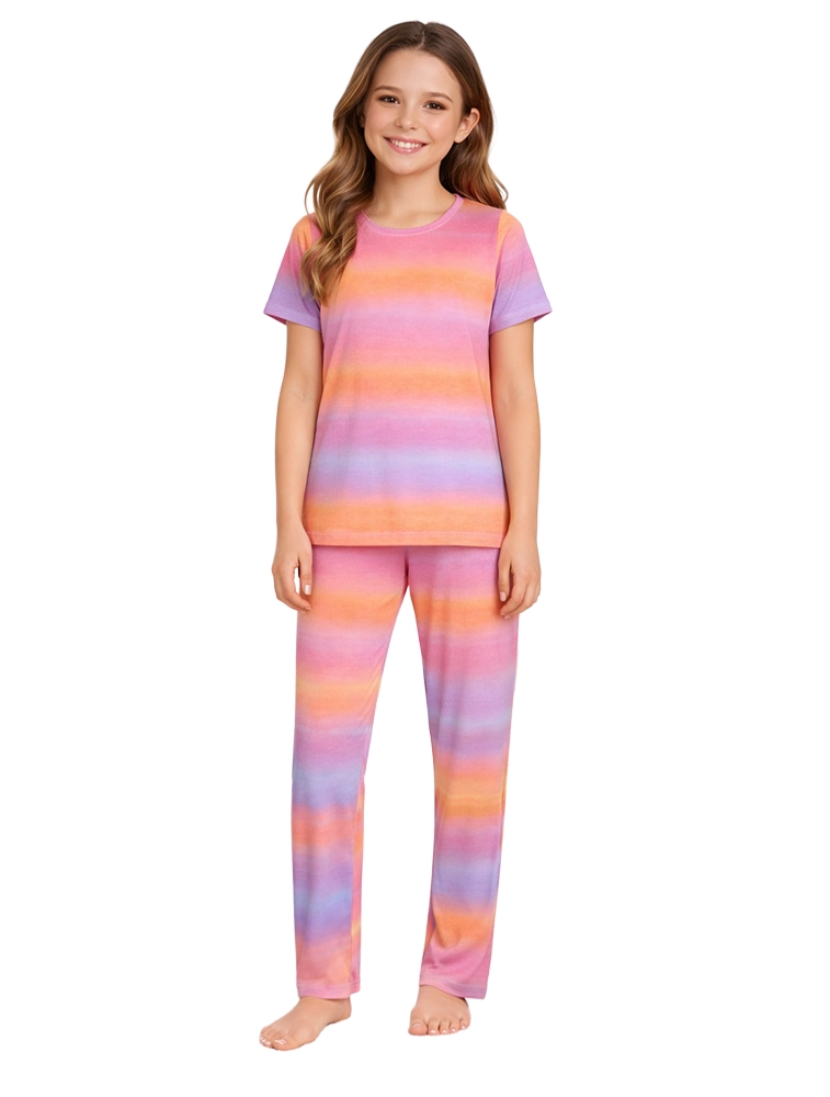 Pink Kids Cotton Printed Night Suit Set