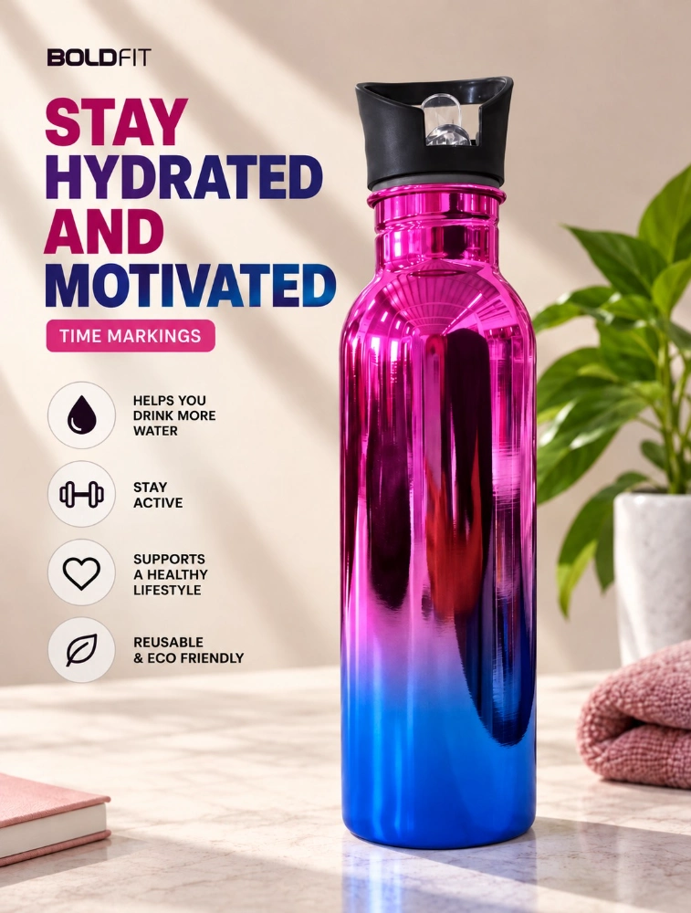 Pink Premium Gradient Sports Water Bottle — bulk from ₹282