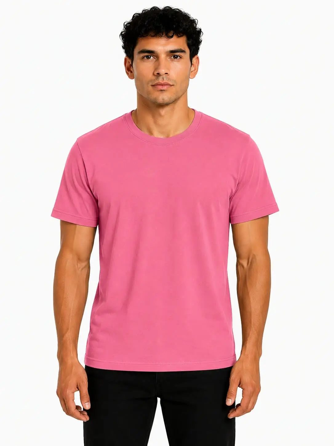Pink Premium Polycotton 180 GSM Round Neck T-Shirt