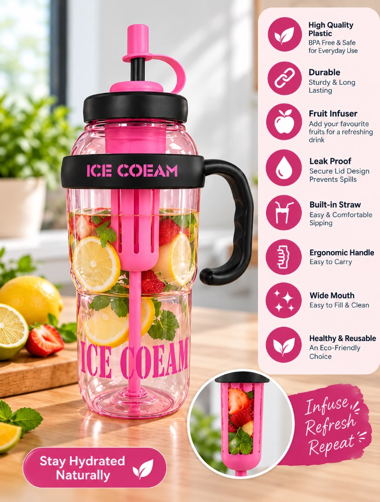 Pink Transparent Fruit Infuser Water Bottle