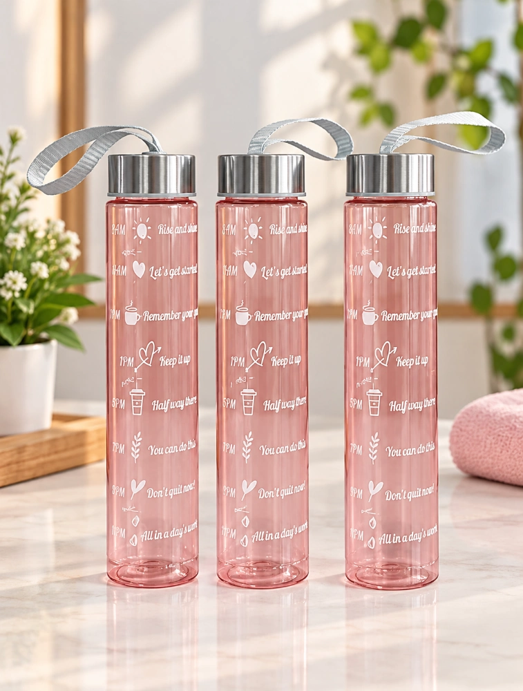 Pink Transparent Motiva Sip Water Bottle Pack of 3