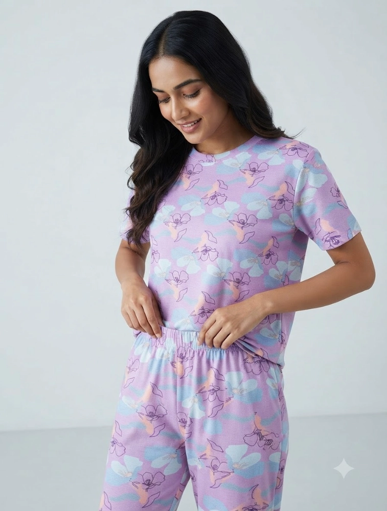 Pink Womens Zigzag CoOrd Set
