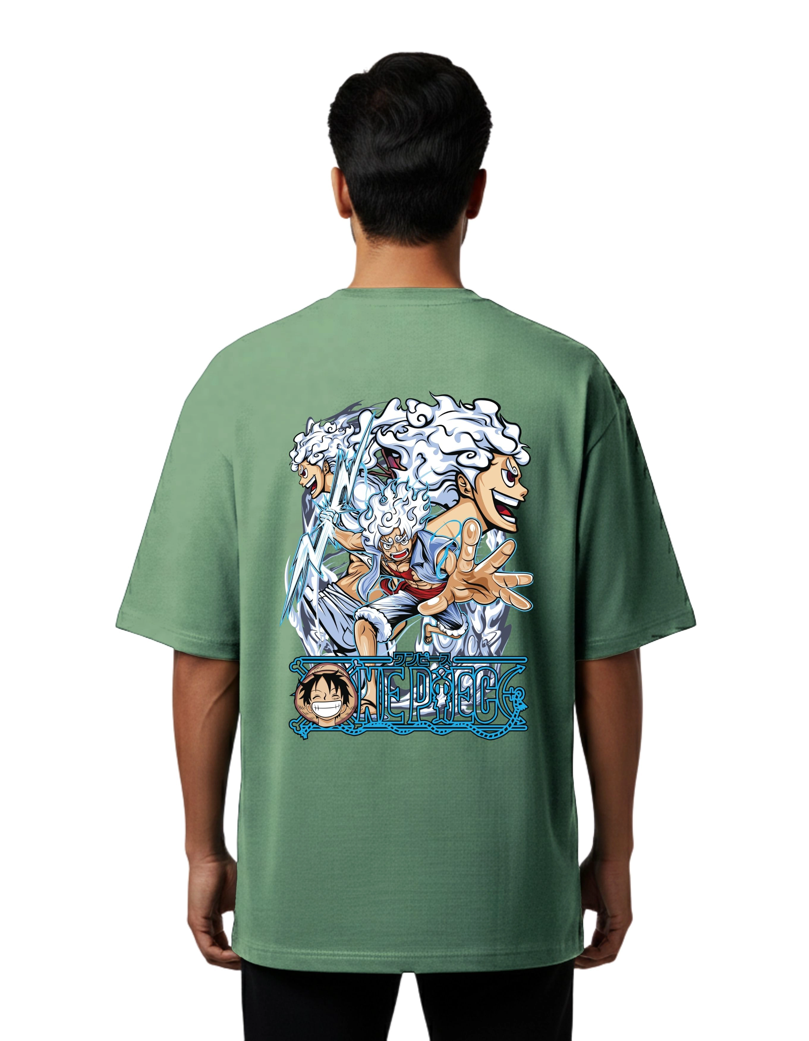 Pirate King Gear 5 Street Graphic Oversize Cotton French Terry T-Shirt 240 GSM D Green