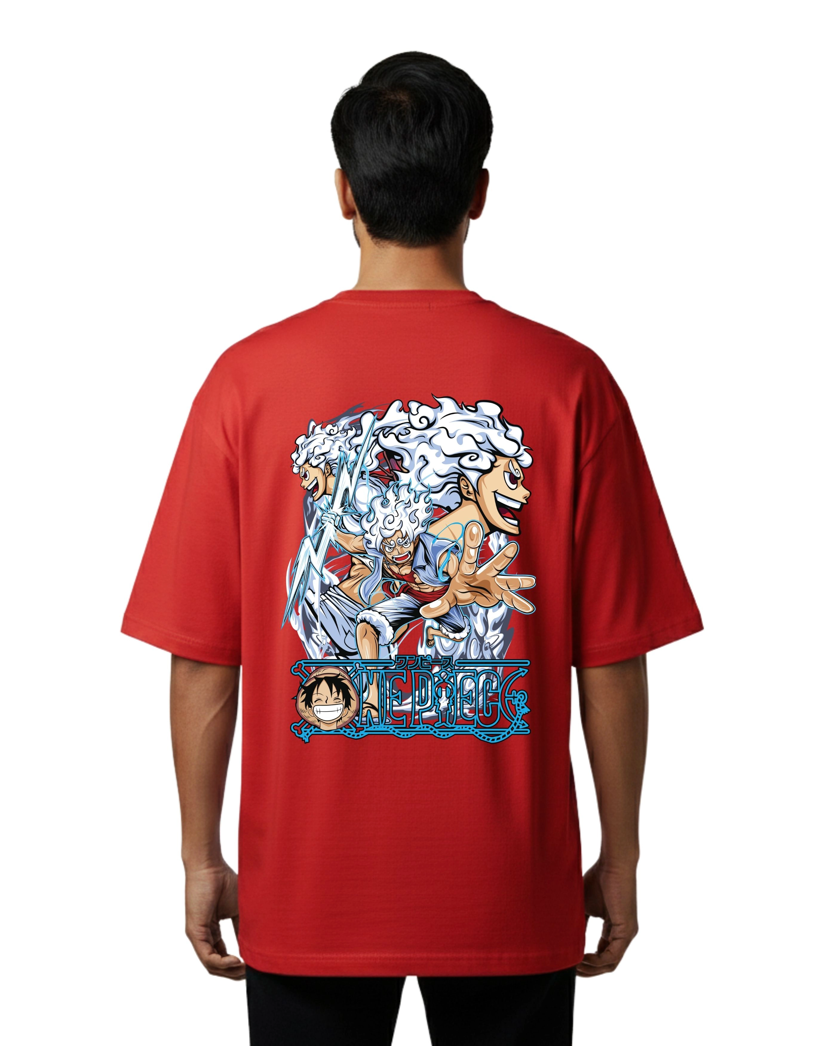 Pirate King Gear 5 Street Graphic Oversize Cotton French Terry T-Shirt 240 GSM Red