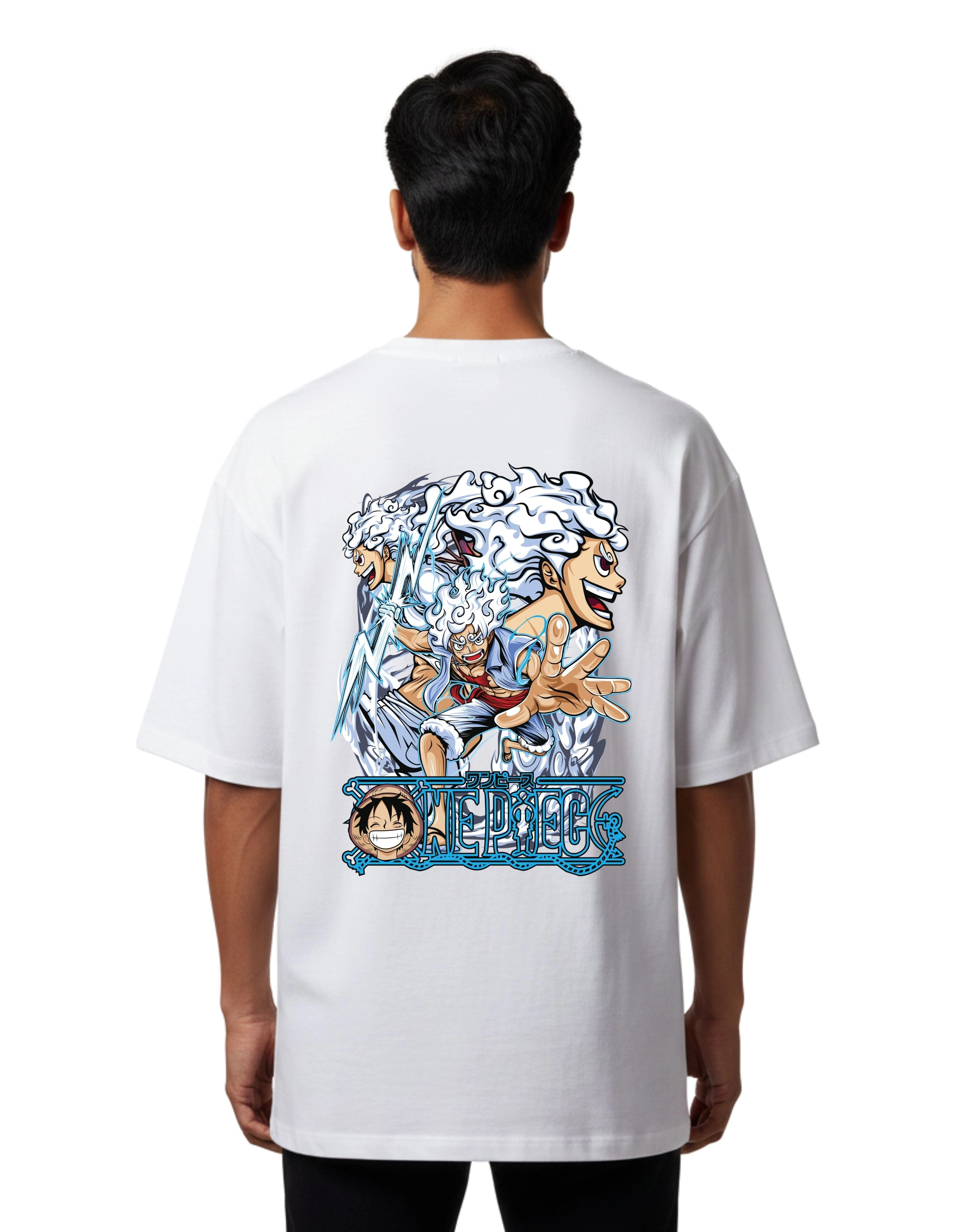 Pirate King Gear 5 Street Graphic Oversize Cotton French Terry T-Shirt 240 GSM White