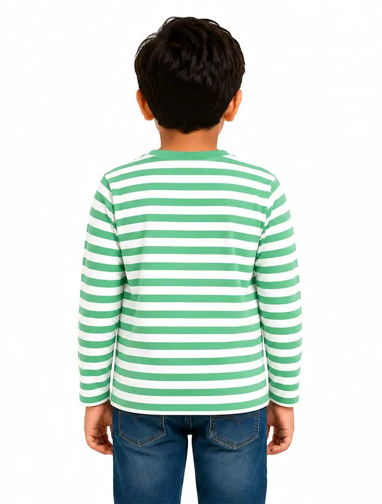 Pista Green Boys Round Neck Printed T Shirt