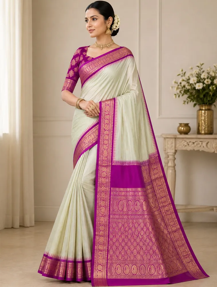 Pista Green Womens Premium Semi Gadwal Saree