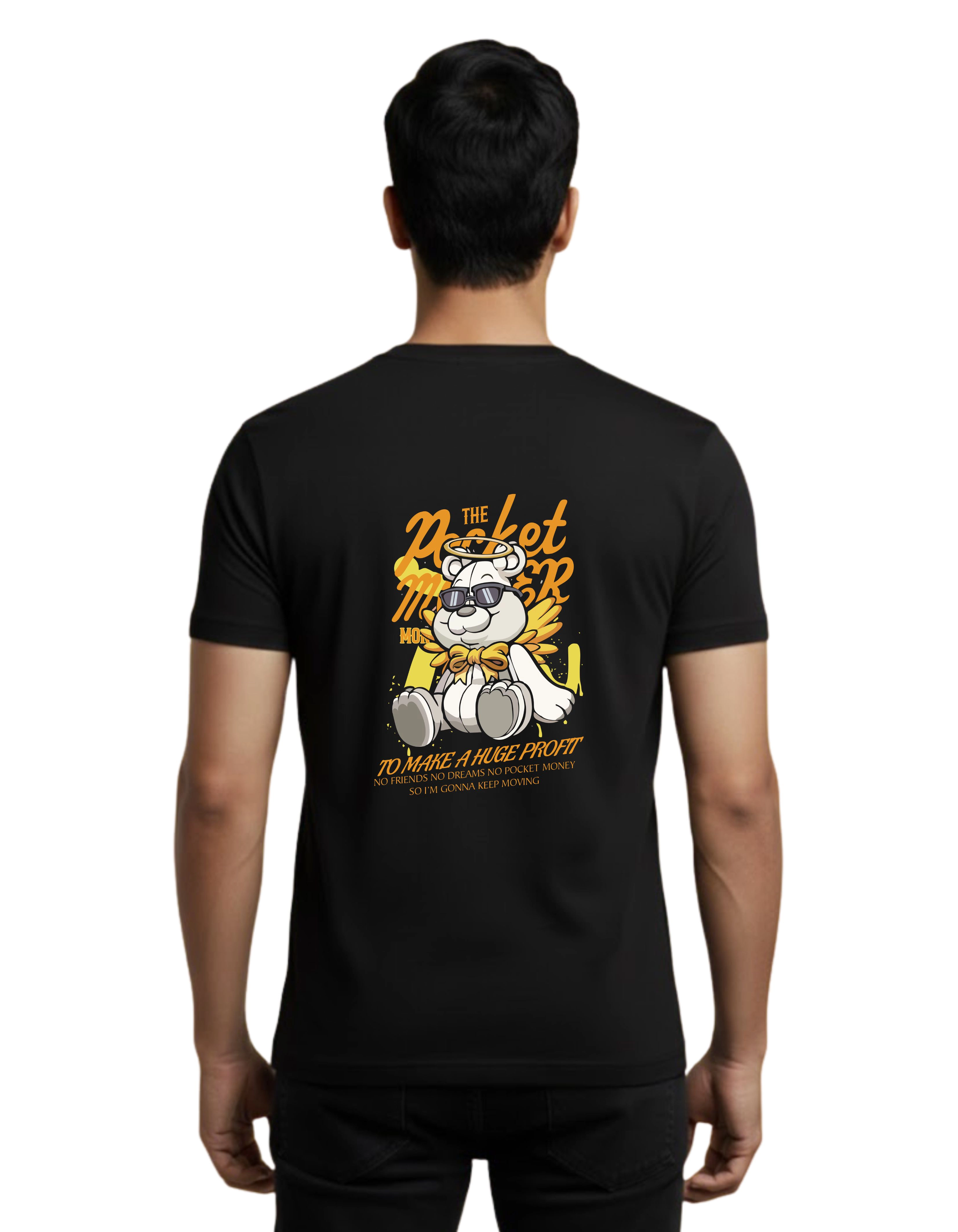 Pocket Money Cotton Round Neck T-Shirt 180 GSM Black