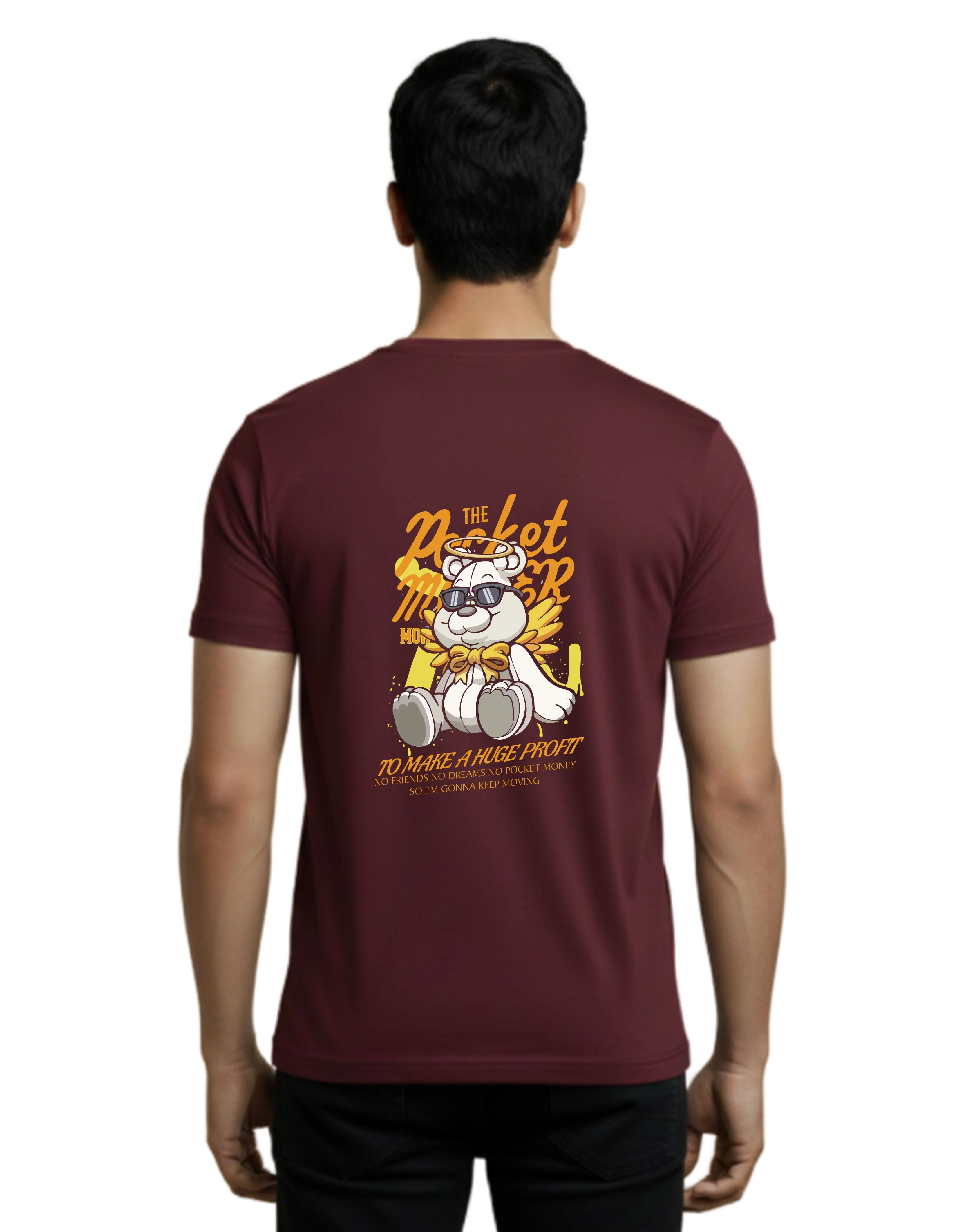 Pocket Money Cotton Round Neck T-Shirt 180 GSM Maroon
