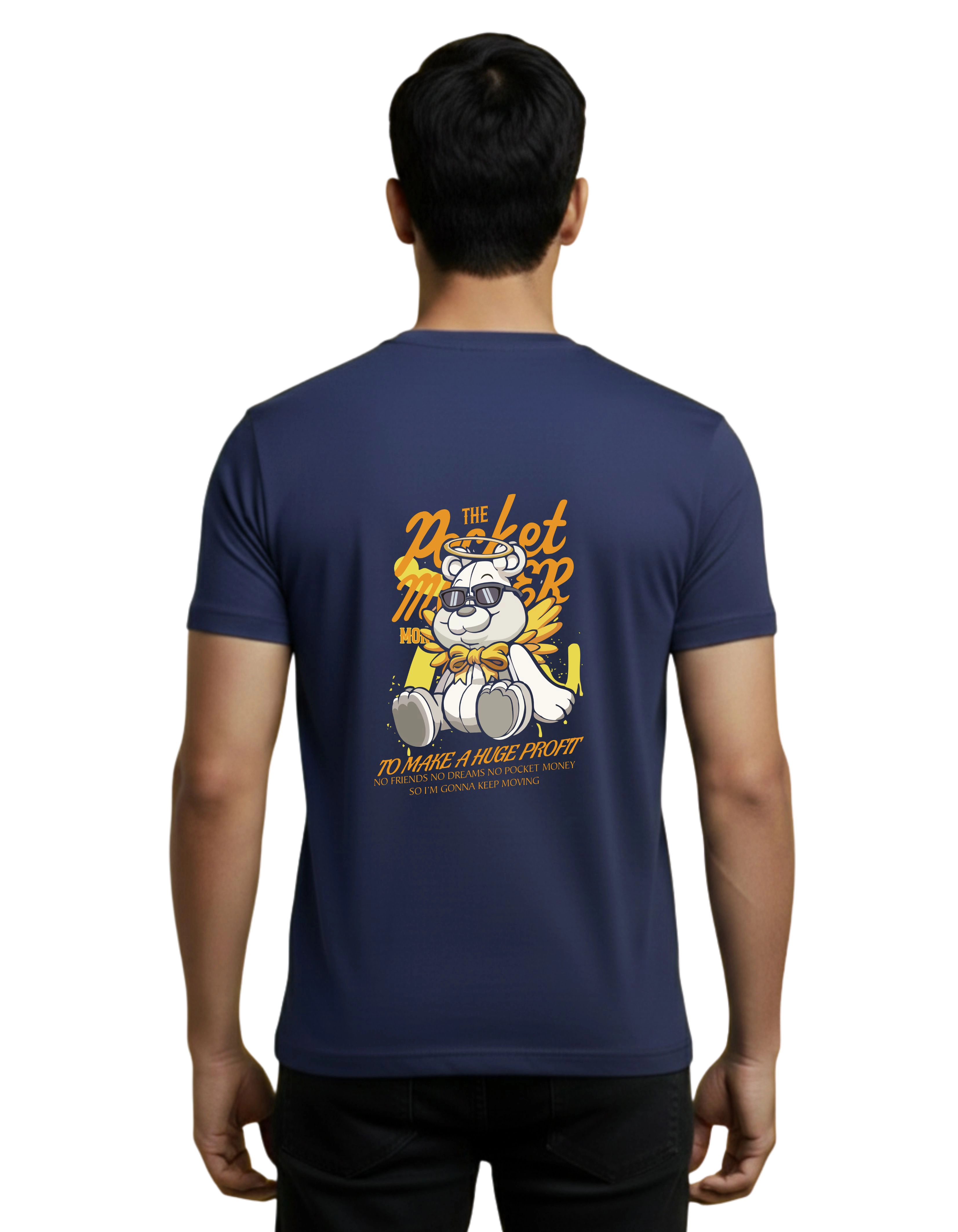 Pocket Money Cotton Round Neck T-Shirt 180 GSM Navy Blue