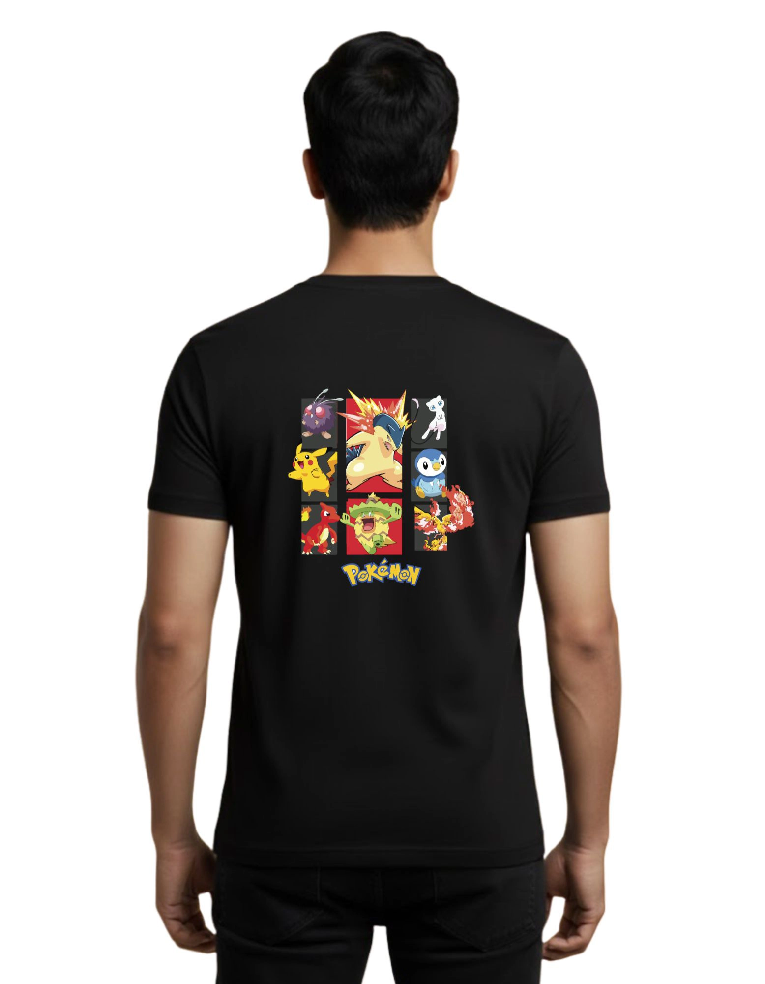 Pokemon Graphic Cotton Round Neck T-Shirt 180 GSM Black