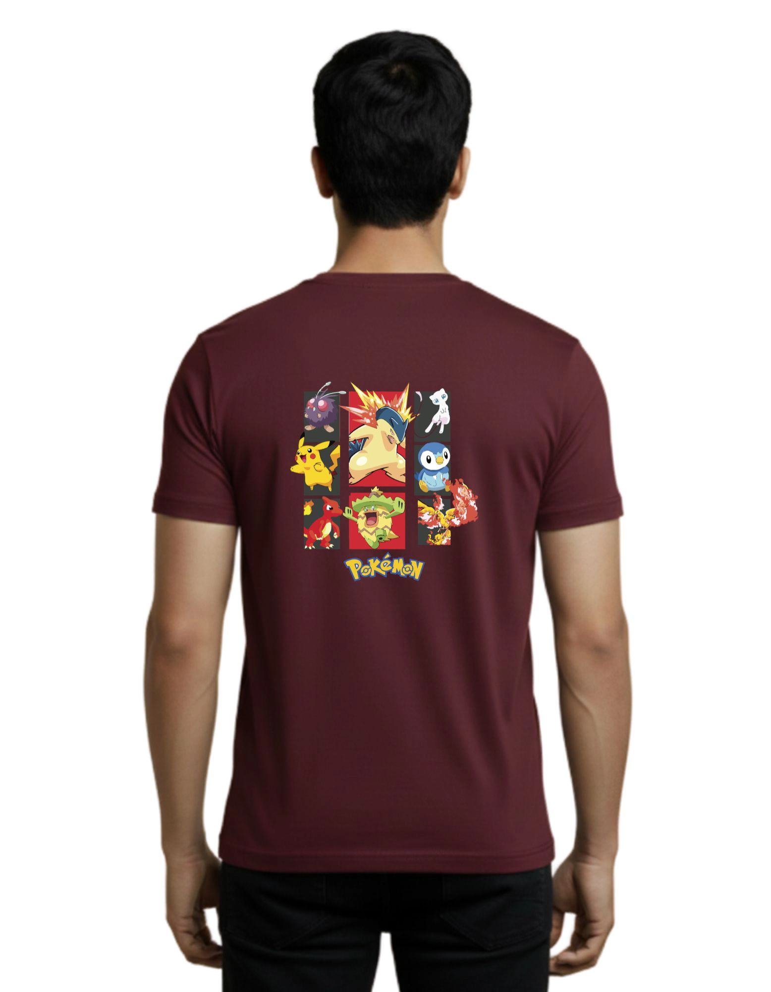 Pokemon Graphic Cotton Round Neck T-Shirt 180 GSM Maroon