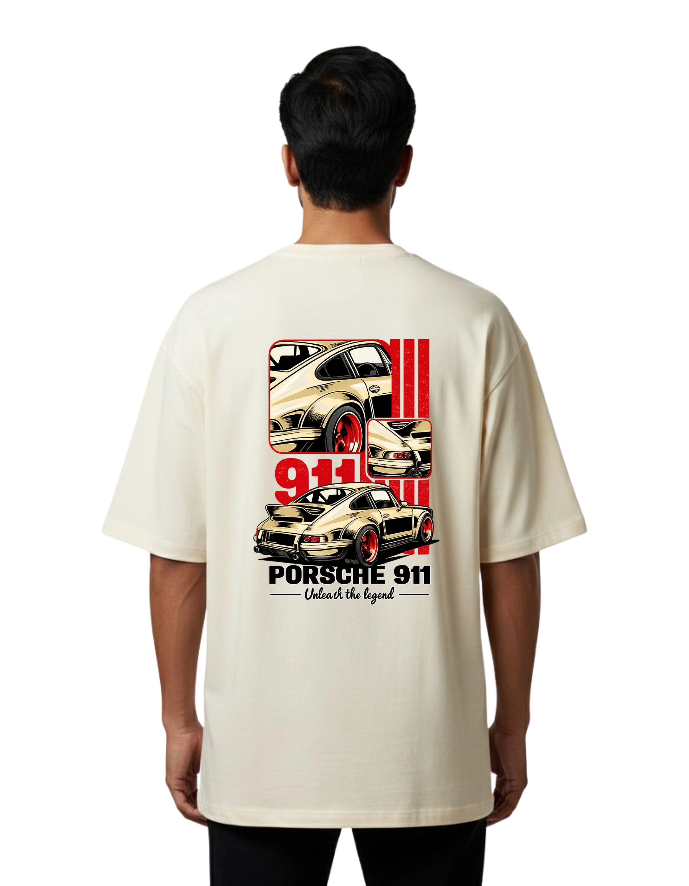 Porsche 911 Legacy Oversize Cotton French Terry T-Shirt 240 GSM Beige